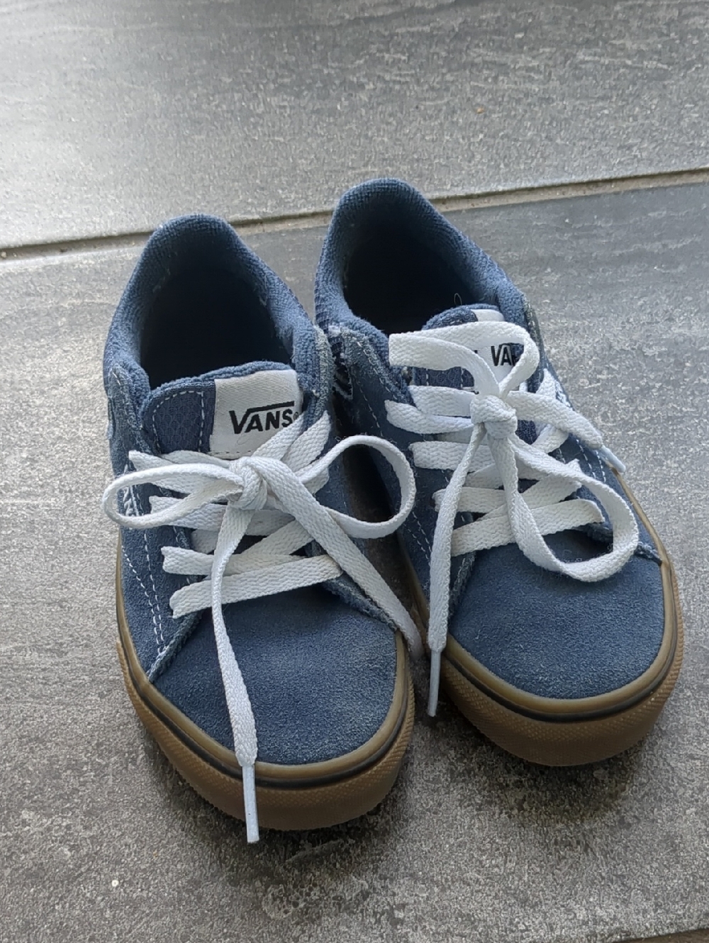 Vans Kids Low-Top Suede Sneakers in Blue with White Laces